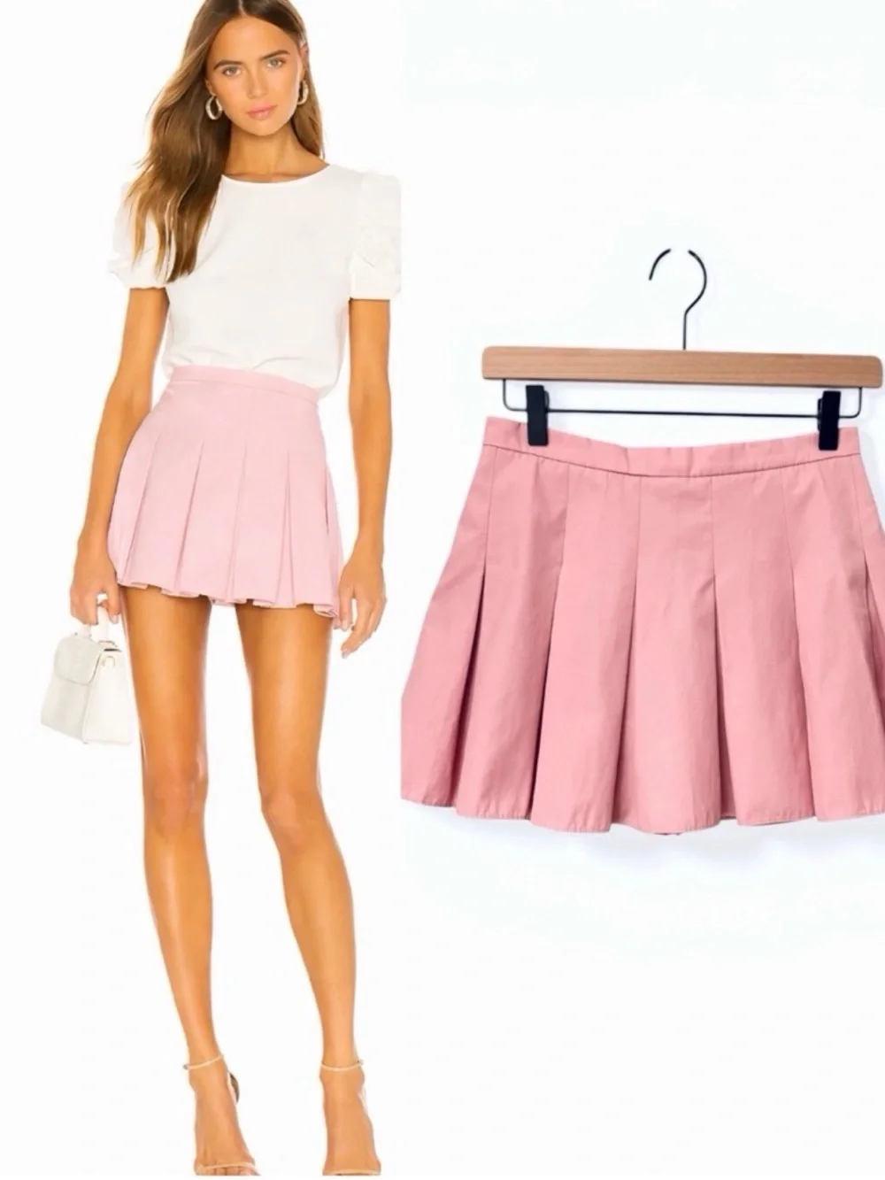 Amanda Uprichard Blush Pink Pleated Dixon Skirt/Skort - Picture 2 of 7